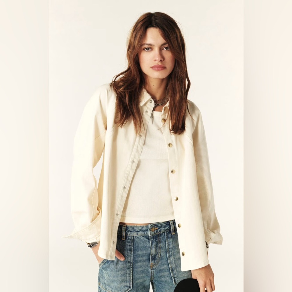 ba&sh Denim Cream/Ecru Button-Up Terra Shirt